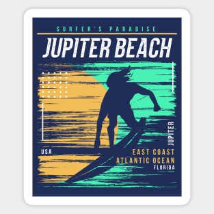 Retro Surfing Jupiter Beach, Florida // Vintage Surfer Beach // Surfer's Paradise Magnet